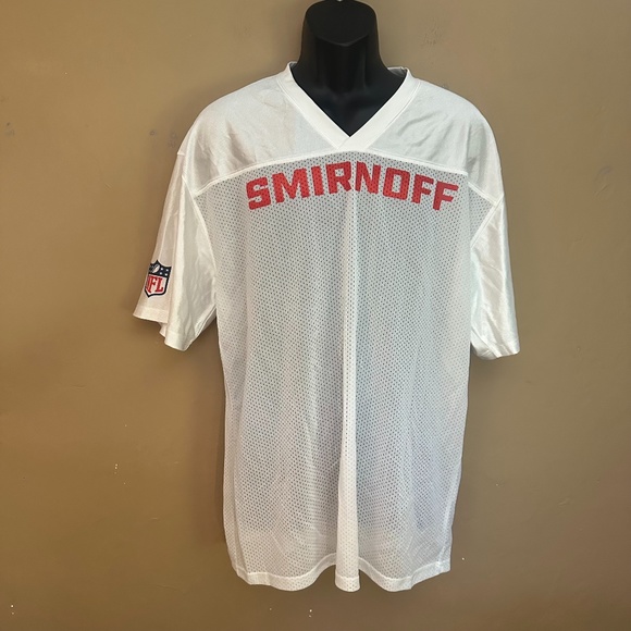 Smirnoff Mesh Football Jersey Large Gently worn 100% polyester pinpoint mesh - Picture 1 of 2